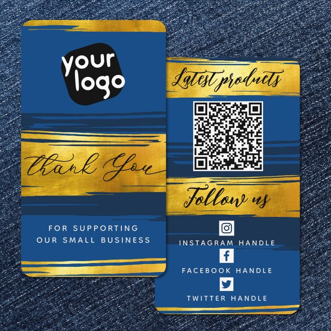   Add Logo & QR Code Modern Personalized Thank You Business Card (Creator Uploaded)