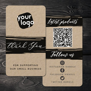 Add Logo & QR Code Modern Personalized Thank You Business Card