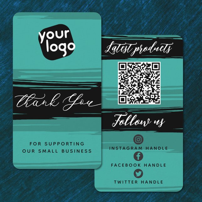   Add Logo & QR Code Modern Personalized Thank You Business Card (Creator Uploaded)