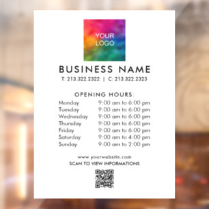 Add Logo QR Code Phone Number Scan Price Lists Window Cling