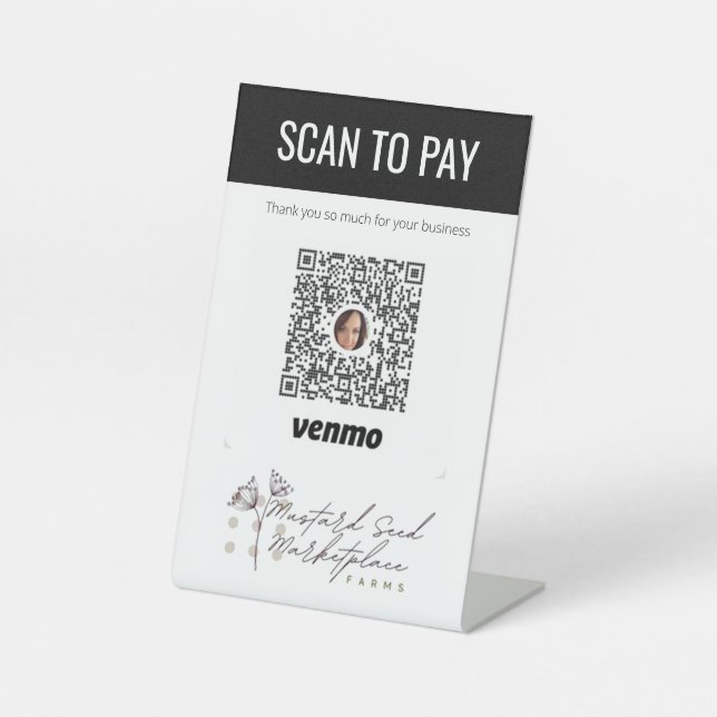 Add Logo QR Code Venmo Pay Here Pedestal Sign (Front)