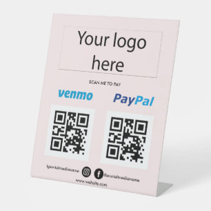 Add Logo Scan to Pay Venmo PayPal QR code Cashapp Pedestal Sign