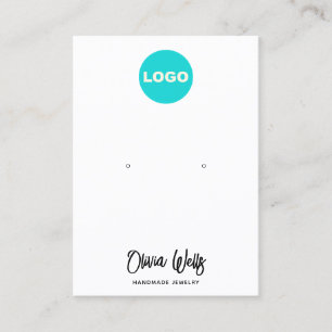 Add Logo Signature Script White Earring Jewellery Business Card