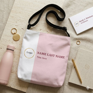 Add Logo Simple Blush Pink Name Title Crossbody Bag