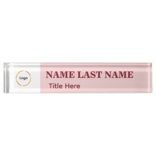 Add Logo Simple Blush Pink Name Title Nameplate