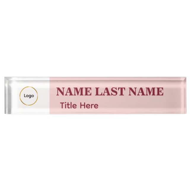 Add Logo Simple Blush Pink  Name Title Nameplate (Front)