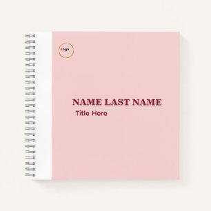 Add Logo Simple Blush Pink Name Title Notebook