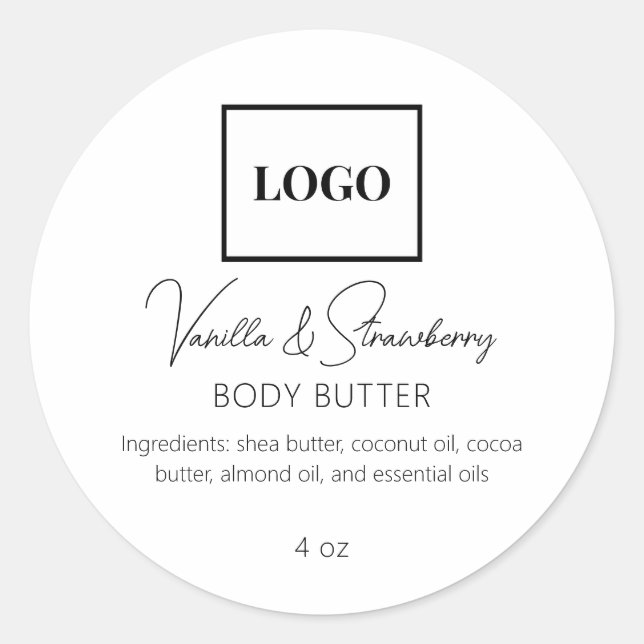 Add Logo Simple Elegant Beauty Industry Classic Round Sticker (Front)