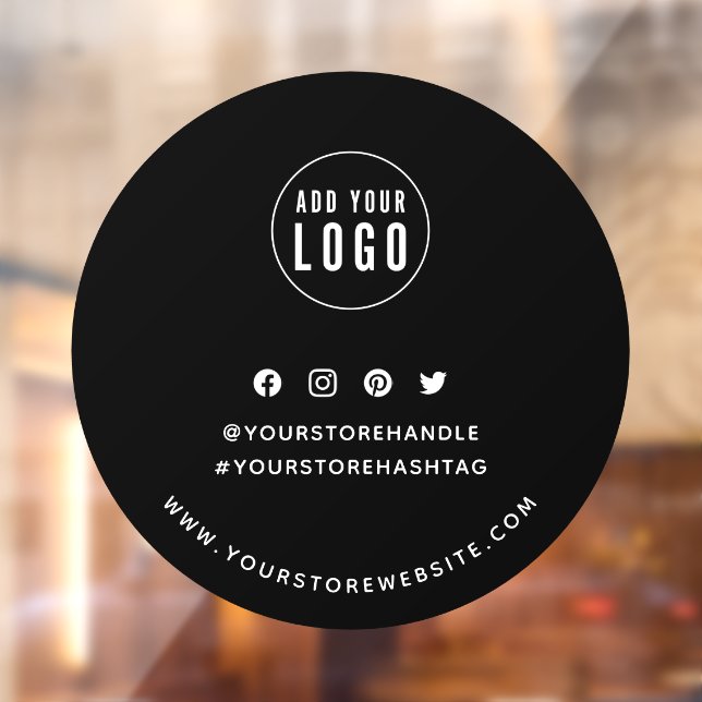 Add Logo Social Media Editable Background Round Window Cling (Sheet 2)