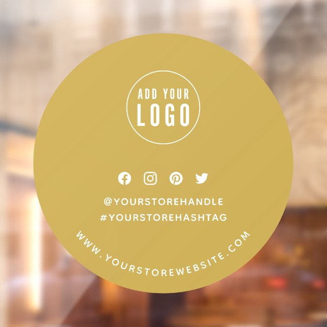 Add Logo Social Media Editable Background Round Window Cling (Sheet 2)