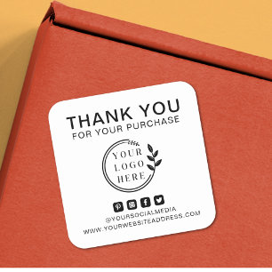 Add Logo Social Media Order Thank You Custom Square Sticker