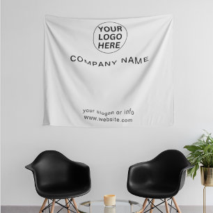 Add Logo & Text l Professional Corporate White Tapestry