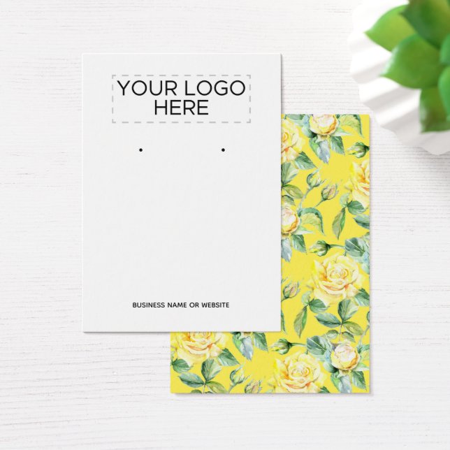 Add Logo Watercolor Flowers Earring Display Cards (Desk)
