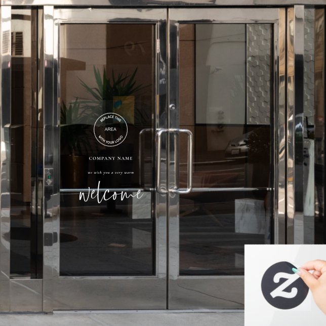 Add Logo Welcome to Company Name  Window Cling (Office Door)