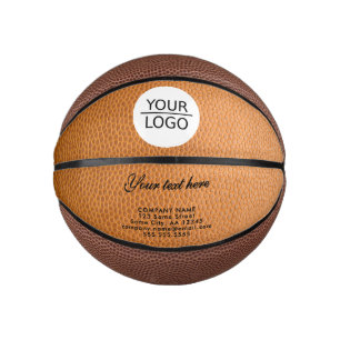 Add Logo with Custom Text Leather Company Mini Basketball