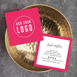 Add Logo with Editable Border Color Social Media Square Business Card
