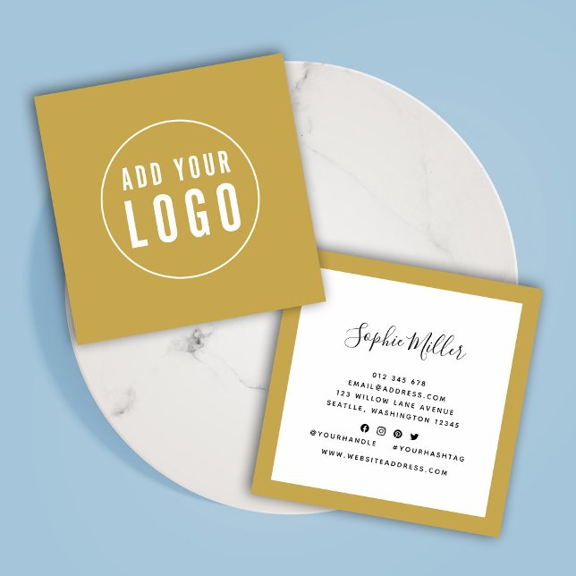 Add Logo with Editable Border Colour Social Media Square Business Card (Creator Uploaded)
