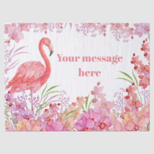 add message pink flamingo beach party tissue paper