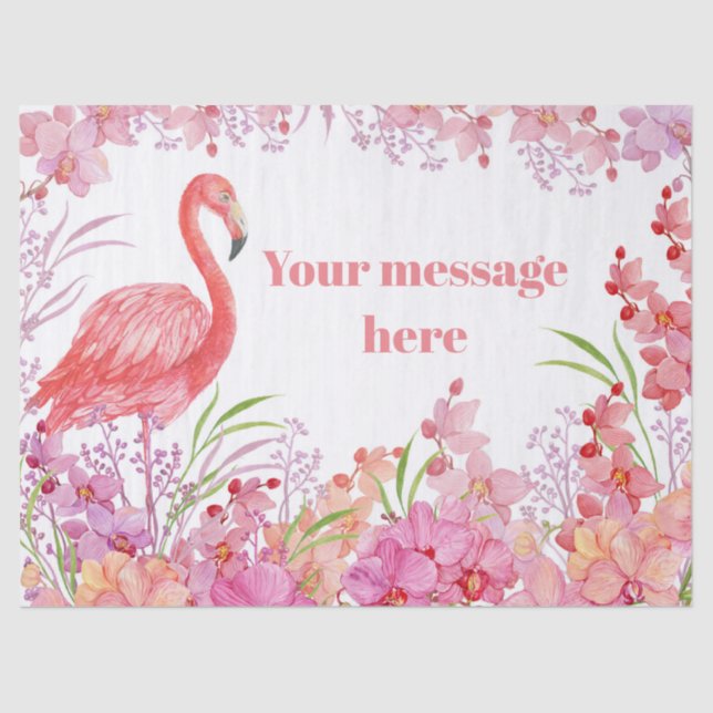 add message pink flamingo beach party tissue paper (Front)