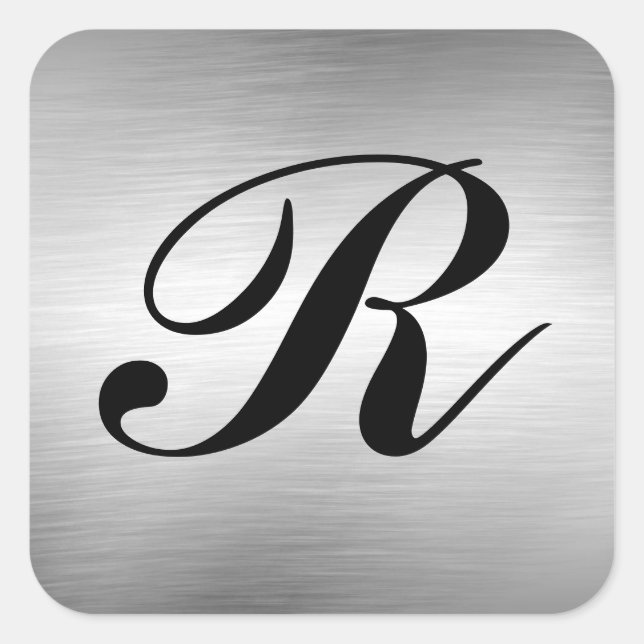 Add Monogram Custom Silver Metal Look Stickers (Front)