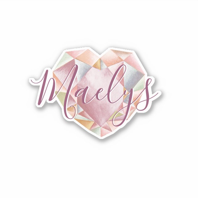 Add Monogram Or Name Cute Blush Pink Heart Diamond (Front)