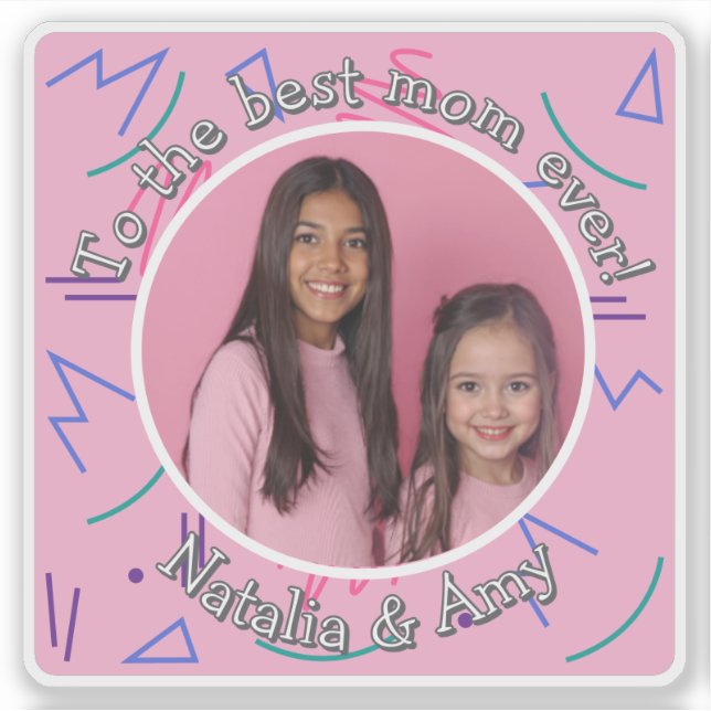 Add Mother's Day Photo Best Mom Ever Retro Pattern (Front)