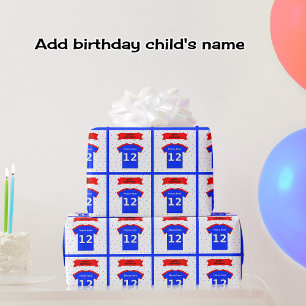 Add name 12th birthday t-shirt wrapping paper