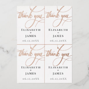Add Name 4 Rose Gold Wedding Favour Tags to Cut U