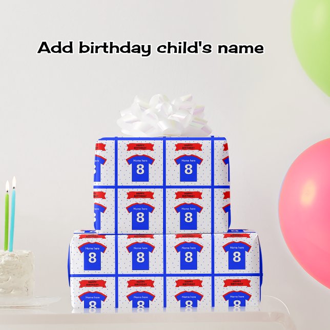 Add name 8th birthday t-shirt wrapping paper (Creator Uploaded)