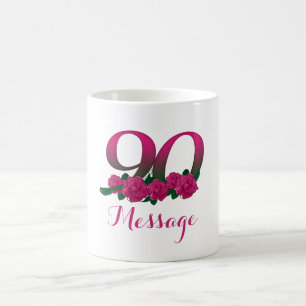 Add name 90th birthday number custom coffee mug