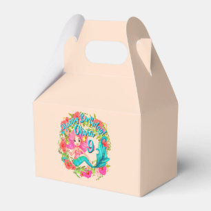 Add Name Age Pink Mermaid Blue Tail Birthday Party Favor Box