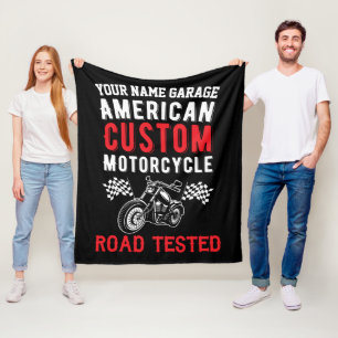 Add Name American Custom Motorcycle Road Tested Fleece Blanket
