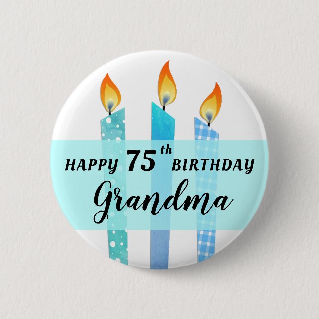 Add Name and Age Cool Candles Happy Birthday Gift 2 Inch Round Button (Front)