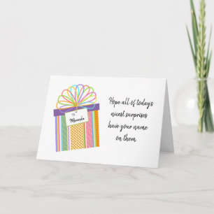 Add Name and Age Fun Gift Bow Multi Colour Card