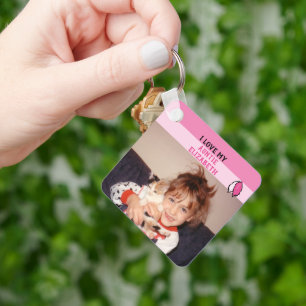 Add name auntie double sided leaves pink keychain