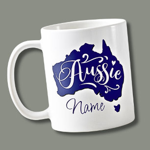 Add Name - Aussie on Australia Map  Coffee Mug