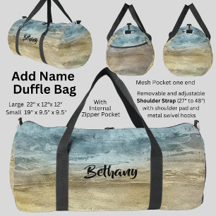 Add Name Blue Brown Landscape Nature Abstract Duffle Bag