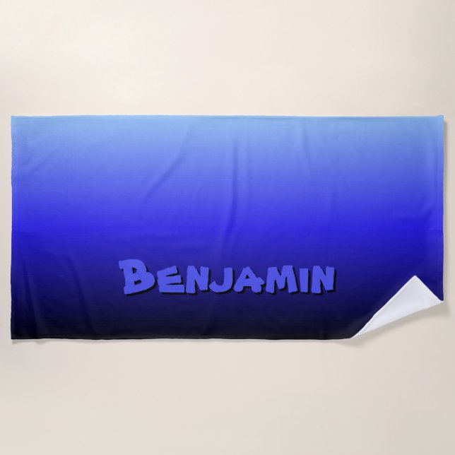 Add Name, Blue Colours Gradient Beach Towel (Front)