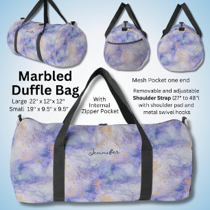 Add Name Blue Mauve Gold Marbled  Duffle Bag