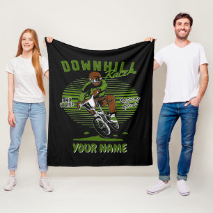 Add Name BMX Downhill Racer Extreme Bike Rider     Fleece Blanket