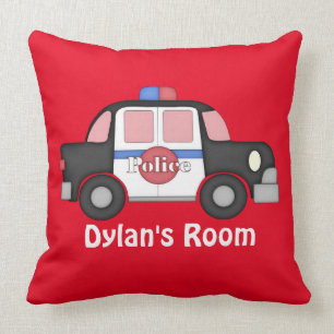 Add name boys room Police car throw pillow