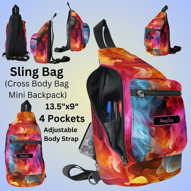Add Name, Bright Swirling Abstract Sling Bag (Creator Uploaded)