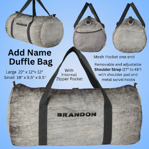 Add Name, Brown Gray Stone Grunge  Duffle Bag