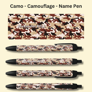 Add Name, Camo Desert Brown Sand Black Ink Pen