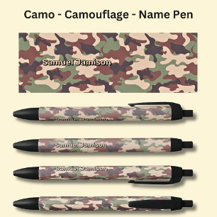 Add Name, Camo Desert Brown Sand Black Ink Pen
