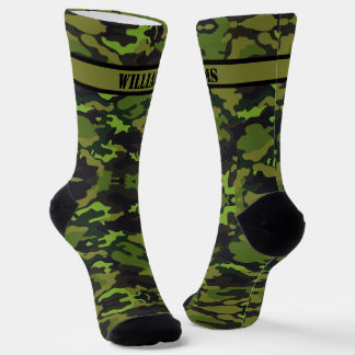 Add Name Camouflage Green Brown Socks