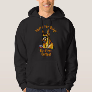 Add Name Change All Text, German Shepherd + Coffee Hoodie