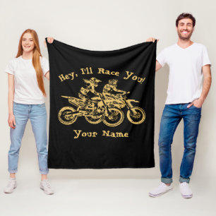 Add Name Change ALL Text Hey, I'll Race You        Fleece Blanket