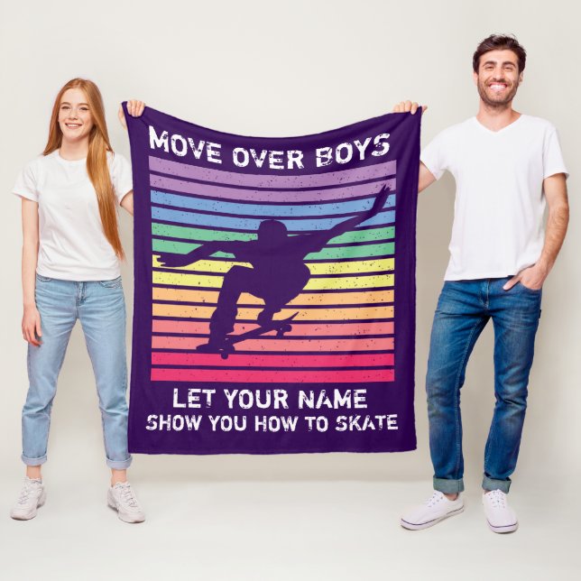 Add Name Change ALL Text Move Over Boys Let Her    Fleece Blanket (In Situ)