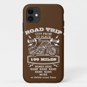 Add Name Change ALL Text Road Trip 20XX Motorcycle iPhone 11 Case